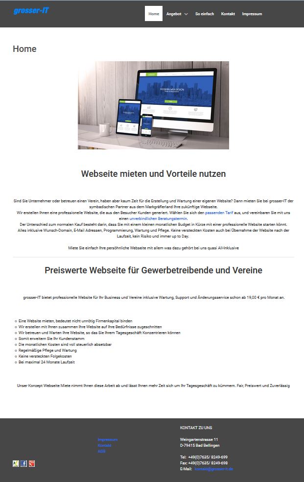 Webseite Miete